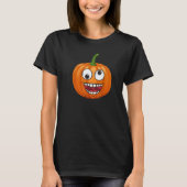 Pumpkin Emoje Eye Open Halloween Fun Season Costum Tシャツ (正面)