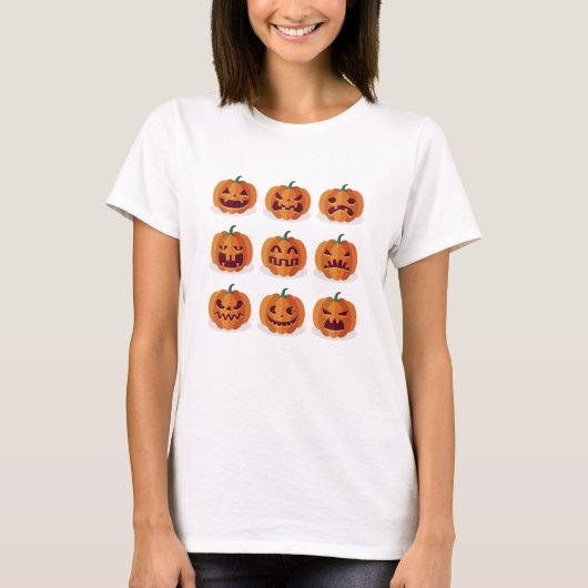 Pumpkin Emojis Halloween Tシャツ (正面)