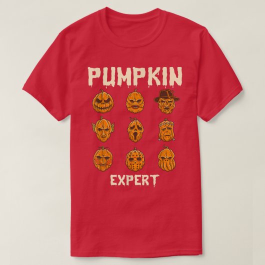 Pumpkin Expert Scary Movies Halloween Tシャツ (デザイン正面)