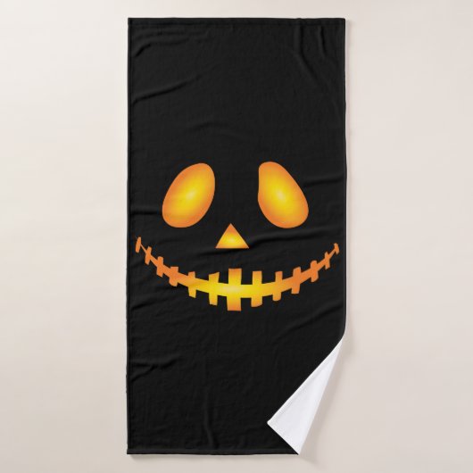 Pumpkin Face Halloween Jack O Lantern Spooky バスタオル (バスタオル)