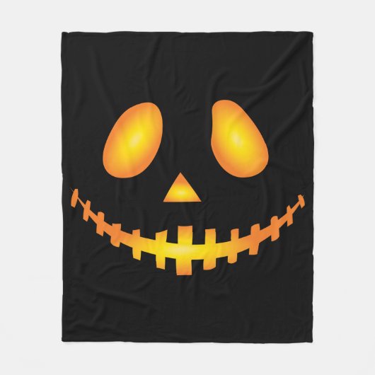 Pumpkin Face Halloween Jack O Lantern Spooky フリースブランケット (正面)