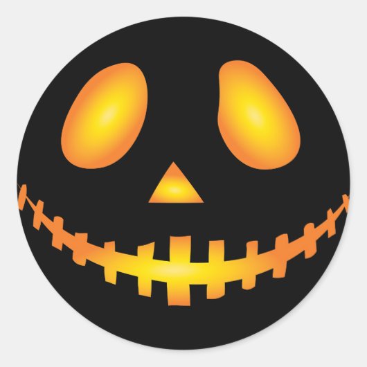 Pumpkin Face Halloween Jack O Lantern Spooky ラウンドシール (正面)