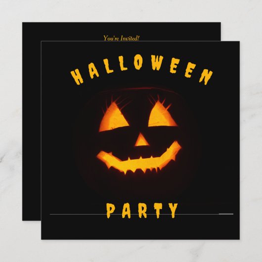 Pumpkin Face Halloween Party 招待状 (正面/裏面)