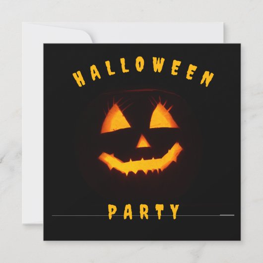 Pumpkin Face Halloween Party 招待状 (正面)