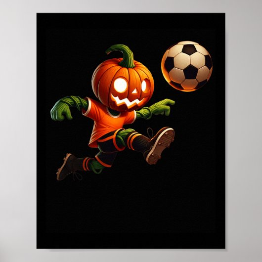 Pumpkin Face Soccer Halloween Costume Men Boys Kid ポスター (正面)