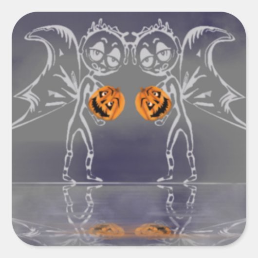 Pumpkin Fairies Have Fun On Halloween スクエアシール (正面)