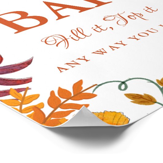 Pumpkin Fall Baby Shower Chili Bar Sign  ポスター (角)