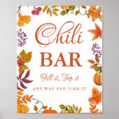 Pumpkin Fall Baby Shower Chili Bar Sign  ポスター (正面)