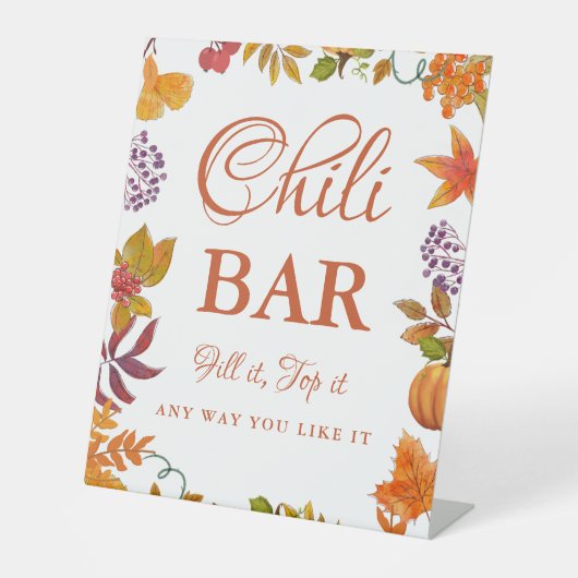 Pumpkin Fall Baby Shower Chili Bar Sign 台座サイン (正面)