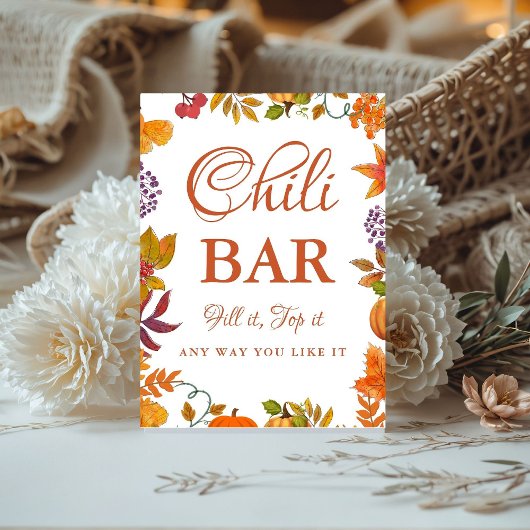 Pumpkin Fall Baby Shower Chili Bar Sign  台座サイン