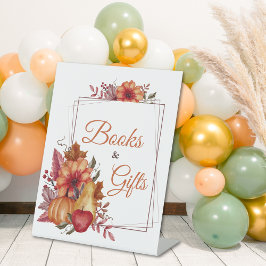Pumpkin Fall Floral Baby Shower Books & Gifts 台座サイン