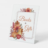 Pumpkin Fall Floral Baby Shower Books & Gifts  台座サイン (正面)