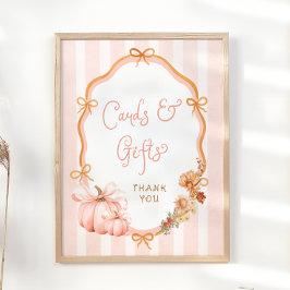 Pumpkin Fall Floral Baby Shower Cards and Gifts ポスター