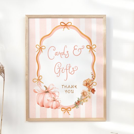 Pumpkin Fall Floral Baby Shower Cards and Gifts ポスター