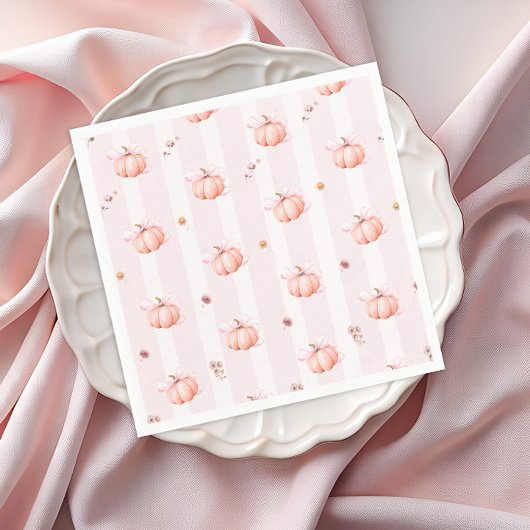 Pumpkin Fall Floral Girl Baby Shower スタンダードカクテルナプキン