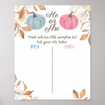 Pumpkin Fall Gender Reveal Voting Board Poster