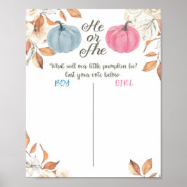 Pumpkin Fall Gender Reveal Voting Board Poster ポスター