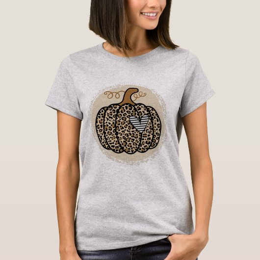 Pumpkin Fall Pumpkin Leopard Print Funny Tシャツ (正面)