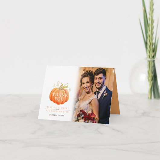 Pumpkin fall wedding photo  サンキューカード (正面)