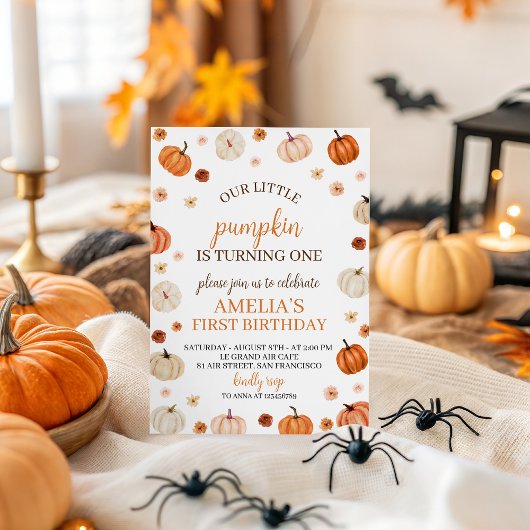 Pumpkin First Birthday Invitation 招待状