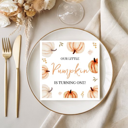 Pumpkin First Birthday Party Napkin スタンダードカクテルナプキン