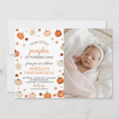 Pumpkin First Birthday Photo Invite 招待状 (正面)