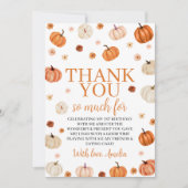 Pumpkin First Birthday Thank You Card 招待状 (正面)