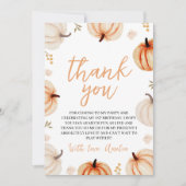 Pumpkin First Birthday Thank You Card 招待状 (正面)