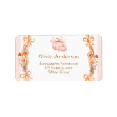 Pumpkin Floral Baby Shower Return Address Label ラベル (正面)