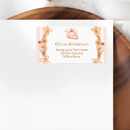 Pumpkin Floral Baby Shower Return Address Label ラベル