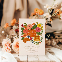Pumpkin Floral Birthday Brunch Invitation Fall 招待状