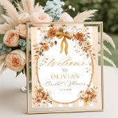 Pumpkin Floral Bow Bridal Shower Welcome ポスター