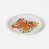 Pumpkin Floral Fall Thanksgiving Paper Plates ペーパープレート (アングル)