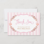 Pumpkin Floral Girl Baby Shower Thank You Card サンキューカード (正面)