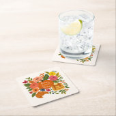 Pumpkin Floral Home Sweet Home Coaster Fall スクエアペーパーコースター (インサイチュ)