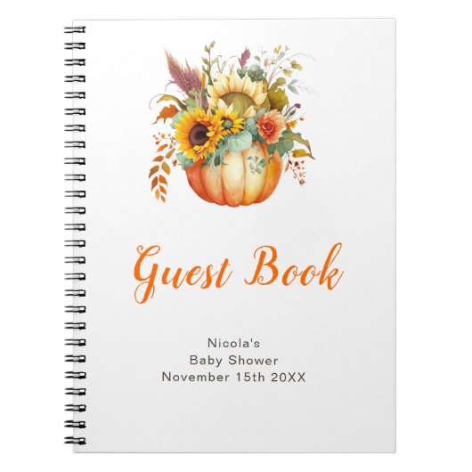 Pumpkin Flower Bouquet Baby Shower Guest Book ノートブック (正面)