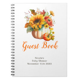 Pumpkin Flower Bouquet Baby Shower Guest Book ノートブック