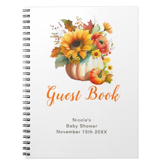 Pumpkin Flower Bouquet Baby Shower Guest Book ノートブック (正面)