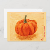 Pumpkin for Autumn, original art print Postcard ポストカード (正面/裏面)