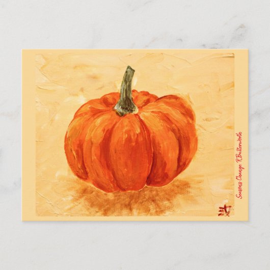 Pumpkin for Autumn, original art print Postcard ポストカード (正面)