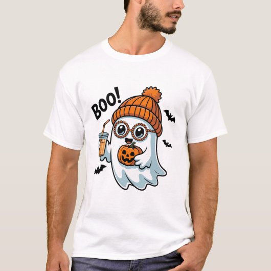 Pumpkin Ghost Boo Halloween Tシャツ (正面)
