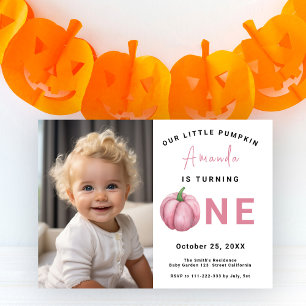 Pumpkin Girl 1st Birthday Party 招待状