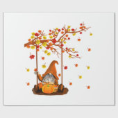 Pumpkin Gnomes Fall Autumn Leaves, Cute Thanksgivi ラッピングペーパー (フラット)