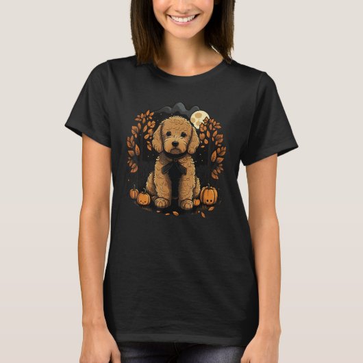 Pumpkin Golden Doodle costume on Goldendoodle Hall Tシャツ (正面)
