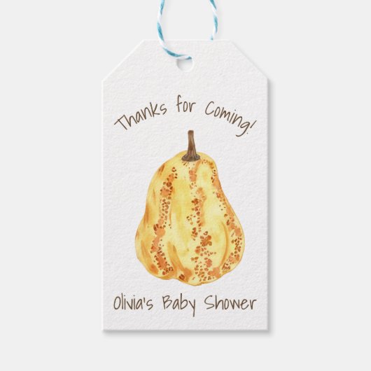 Pumpkin Gourd Autumn Baby Shower ギフトタグ (正面)