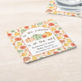 Pumpkin Gourd Autumn Baby Shower スクエアペーパーコースター (アングル)