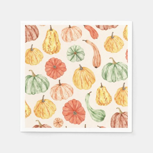 Pumpkin Gourd Autumn Baby Shower スタンダードカクテルナプキン (正面)