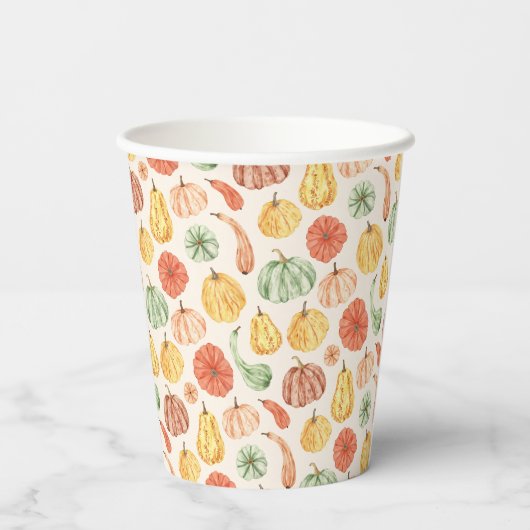 Pumpkin Gourd Autumn Baby Shower 紙コップ (裏面)