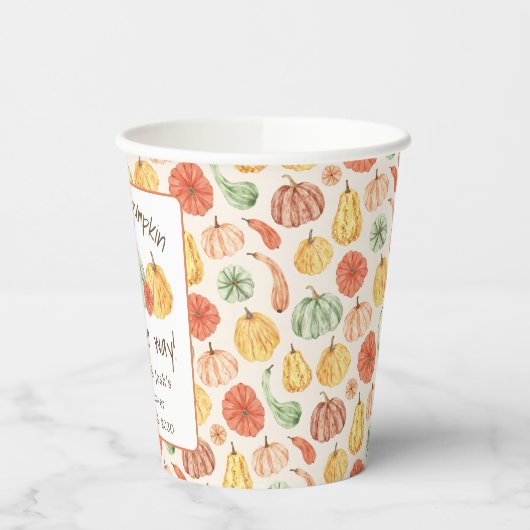 Pumpkin Gourd Autumn Baby Shower 紙コップ (左)