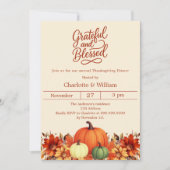 Pumpkin grateful blessed Thanksgiving Dinner 招待状 (正面)